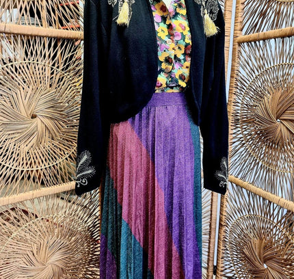 Vintage 80's Glitter Pleated Skirt - Yatva