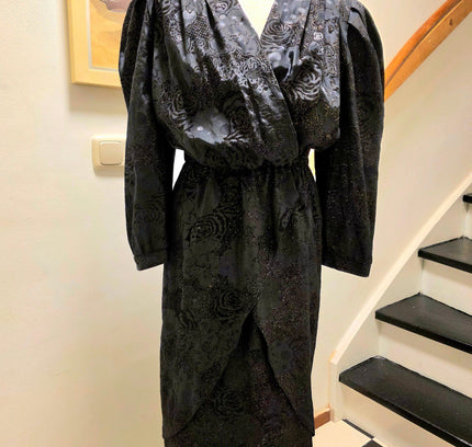 Vintage 80's Golden Gate Glitter Dress Jurk - Yatva