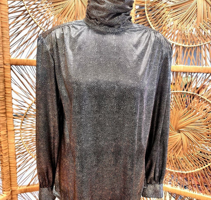 Vintage 80's High Neck Disco Blouse - Yatva