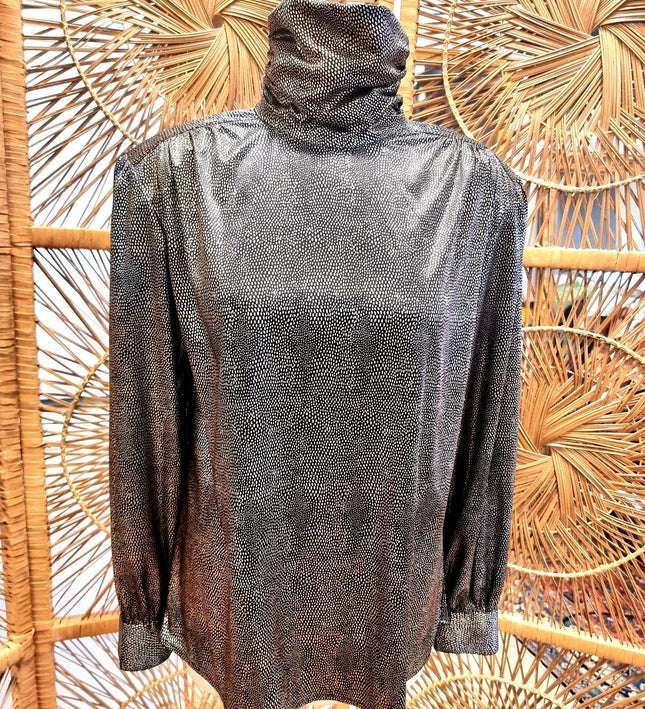 Vintage 80's High Neck Disco Blouse - Yatva