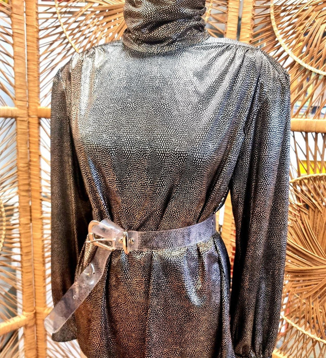 Vintage 80's High Neck Disco Blouse - Yatva