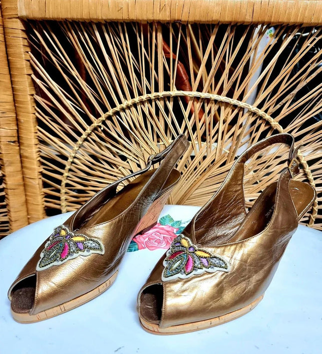 Vintage 80's Immagine Moda Wedge Shoes - Yatva