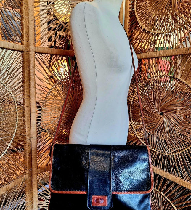 Vintage 80's La Moda Leather Satchel Shoulder Bag - Yatva