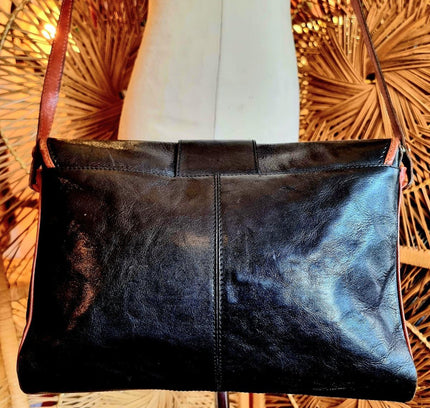 Vintage 80's La Moda Leather Satchel Shoulder Bag - Yatva