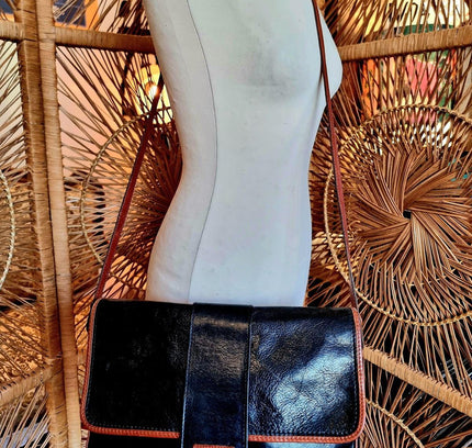 Vintage 80's La Moda Leather Satchel Shoulder Bag - Yatva
