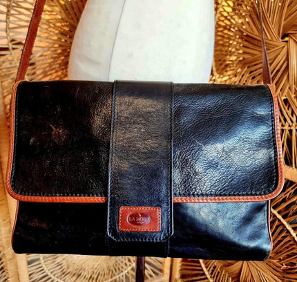 Vintage 80's La Moda Leather Satchel Shoulder Bag - Yatva