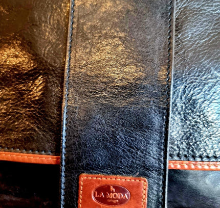 Vintage 80's La Moda Leather Satchel Shoulder Bag - Yatva