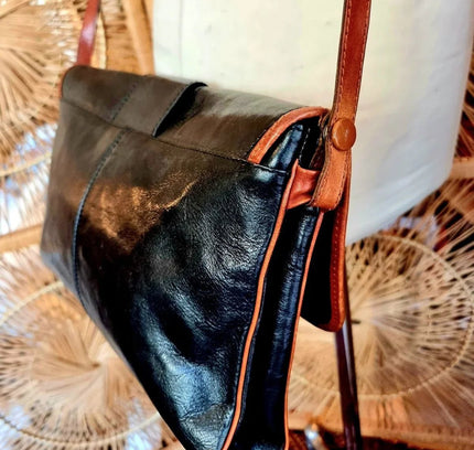 Vintage 80's La Moda Leather Satchel Shoulder Bag - Yatva