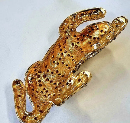 Vintage 80's Large Panther Rhinestone Brooch - Yatva