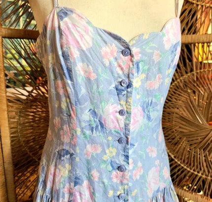 Vintage 80s Laura Ashley Drop Waist Maxi Dress - Yatva