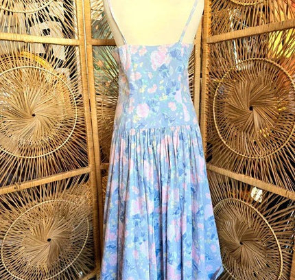 Vintage 80s Laura Ashley Drop Waist Maxi Dress - Yatva
