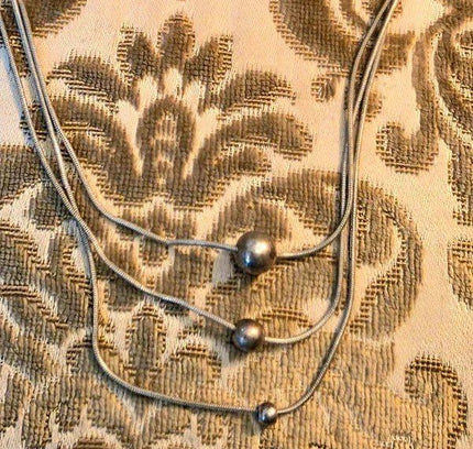 Vintage 80's Layered Silver Necklace - Yatva