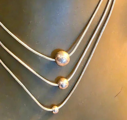 Vintage 80's Layered Silver Necklace - Yatva