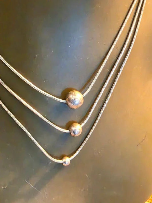Vintage 80's Layered Silver Necklace - Yatva