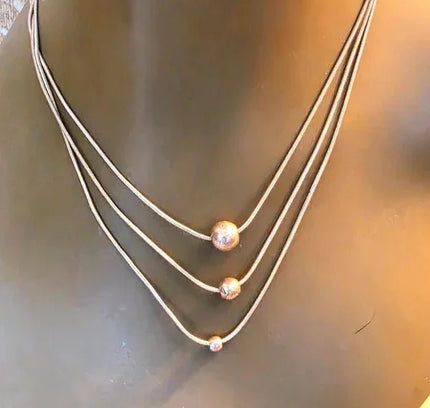 Vintage 80's Layered Silver Necklace - Yatva