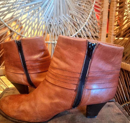 Vintage 80's Leather Ankle Boots - Yatva