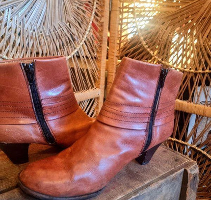 Vintage 80's Leather Ankle Boots - Yatva