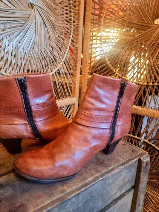 Vintage 80's Leather Ankle Boots - Yatva