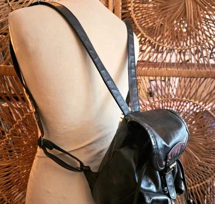 Vintage 80's Leather Backpack - Yatva