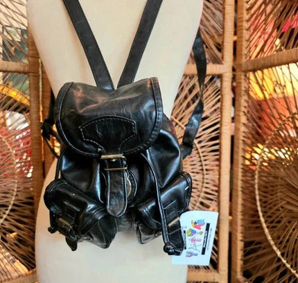 Vintage 80's Leather Backpack - Yatva