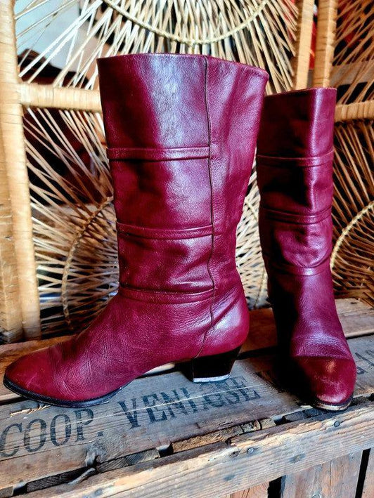 Vintage 80s Leather Boots - Yatva