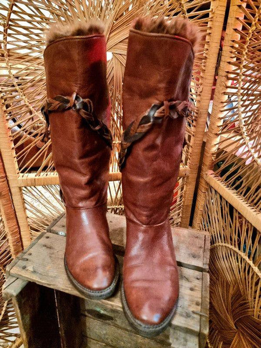 Vintage 80s Leather Boots by Salgo - Yatva