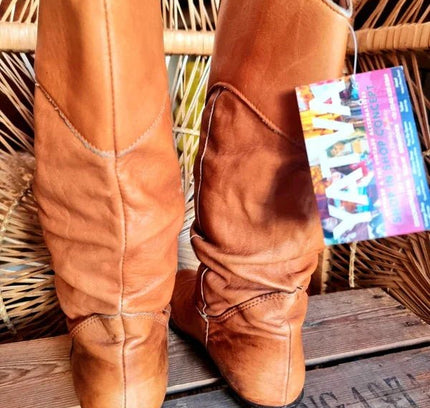 Vintage 80s Leather Boots - Made in Italy - Yatva