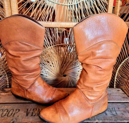 Vintage 80s Leather Boots - Made in Italy - Yatva