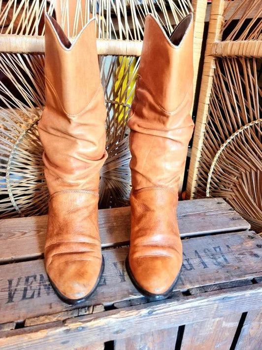 Vintage 80s Leather Boots - Made in Italy - Yatva