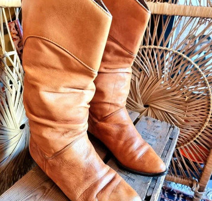 Vintage 80s Leather Boots - Made in Italy - Yatva