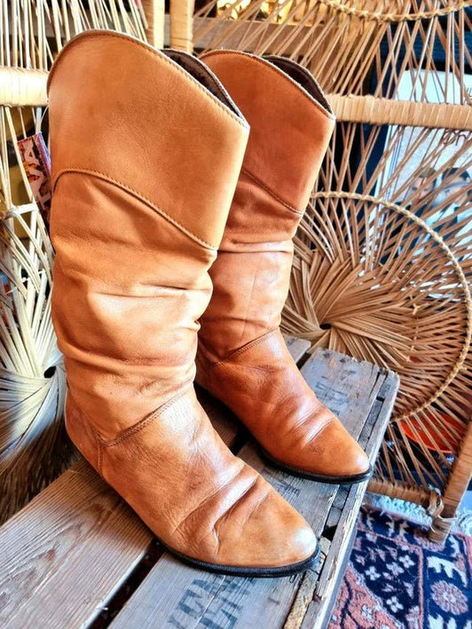 Vintage 80s Leather Boots - Made in Italy - Yatva
