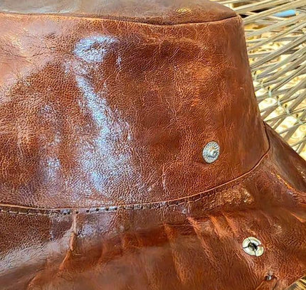 Vintage 80s Leather Cowboy Hat - Yatva