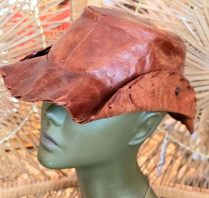 Vintage 80s Leather Cowboy Hat - Yatva