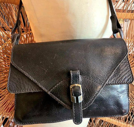 Vintage 80's Leather Envelope Shoulder Bag - Yatva