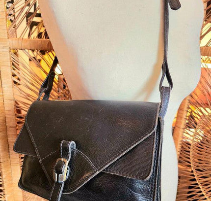 Vintage 80's Leather Envelope Shoulder Bag - Yatva