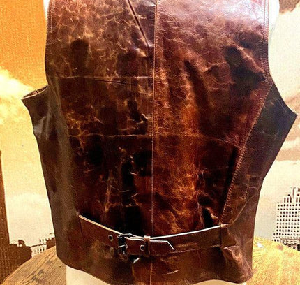 Vintage 80s Leather Gillet Waistcoat - Yatva