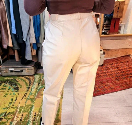 Vintage 80's Leather High Waisted Trousers - Yatva