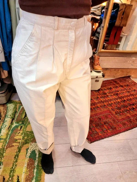 Vintage 80's Leather High Waisted Trousers - Yatva