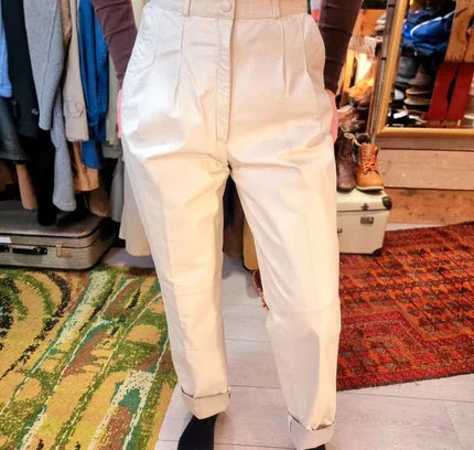 Vintage 80's Leather High Waisted Trousers - Yatva