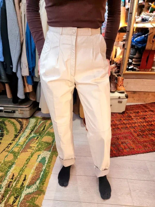 Vintage 80's Leather High Waisted Trousers - Yatva