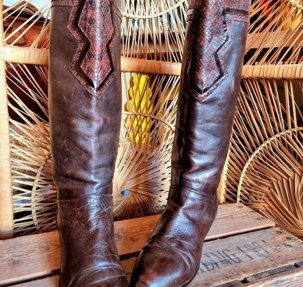 Vintage 80's Leather Patchwork Boots - Yatva