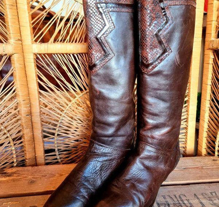 Vintage 80's Leather Patchwork Boots - Yatva