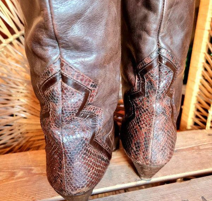 Vintage 80's Leather Patchwork Boots - Yatva