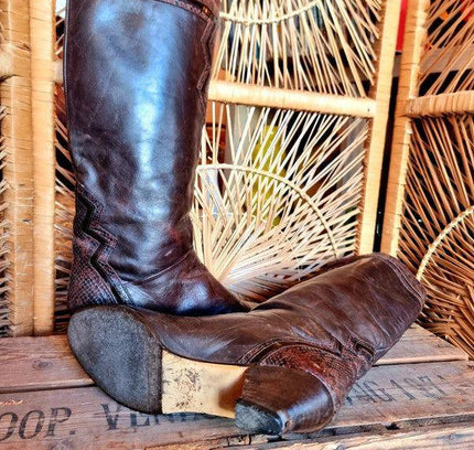 Vintage 80's Leather Patchwork Boots - Yatva