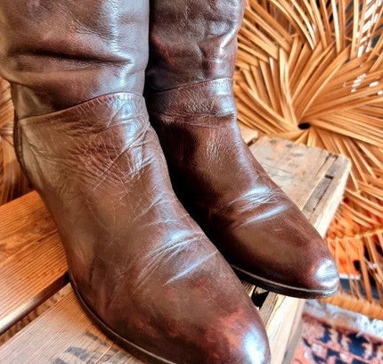 Vintage 80's Leather Patchwork Boots - Yatva