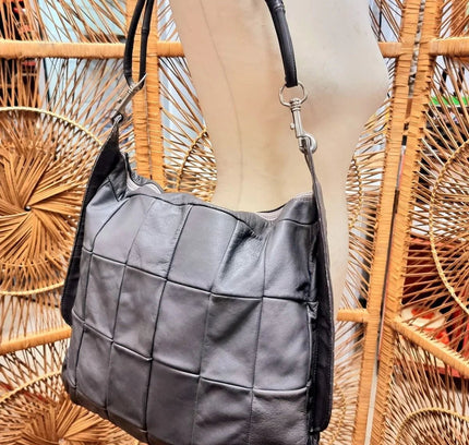 Vintage 80s Leather Patchwork Shoulder Bag - Yatva