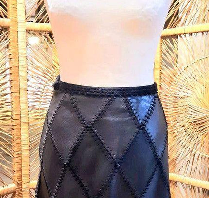 Vintage 80's Leather Patchwork Skirt - Yatva