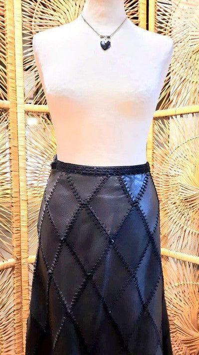 Vintage 80's Leather Patchwork Skirt - Yatva