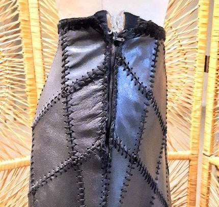 Vintage 80's Leather Patchwork Skirt - Yatva