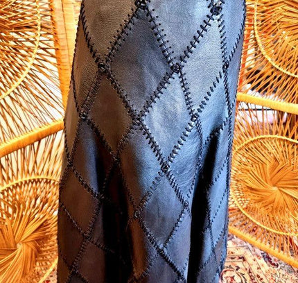 Vintage 80's Leather Patchwork Skirt - Yatva